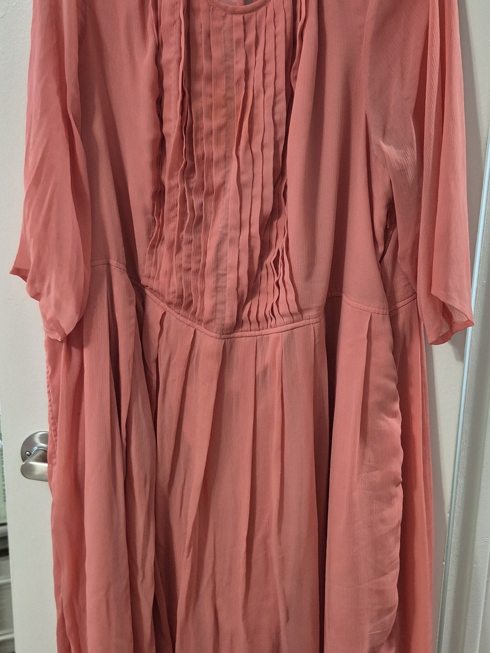 eshakti Coral Midi Dress with Front Pintucks